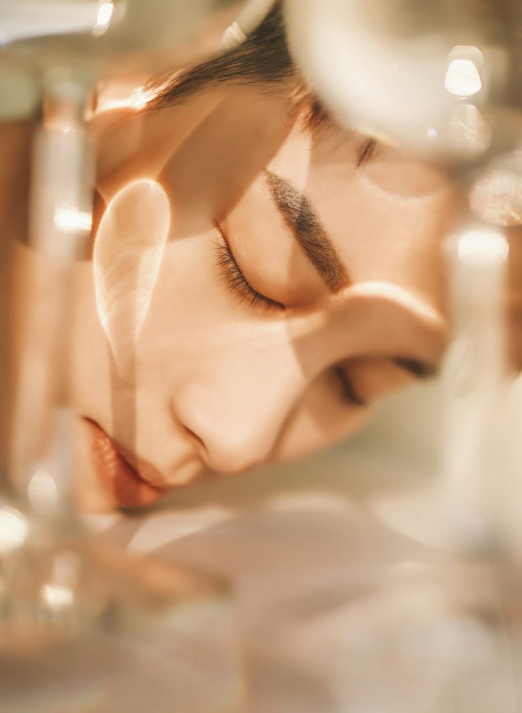 Illustrative portrait with eyes closed